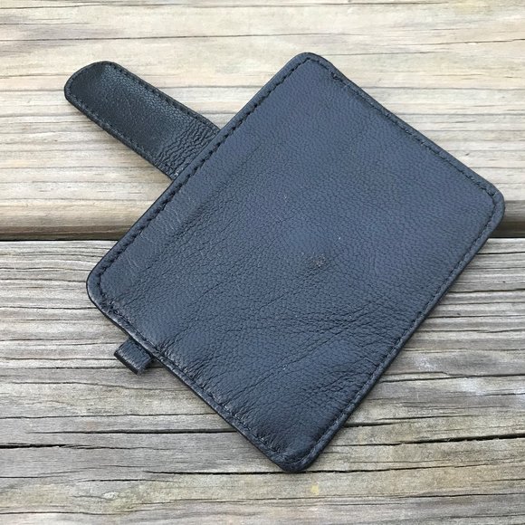 Handmade Card Holder Black Genuine Leather Mini Pu - Picture 10 of 10